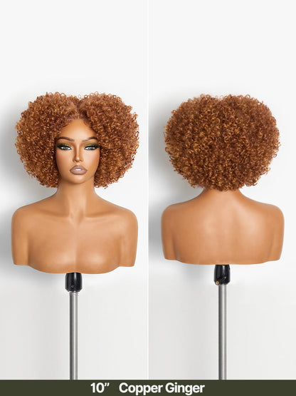 Élorvane Synthetic Fiber + Human Hair Short Jerry Curly Drawstring Wig Pre-Cut Lace Glueless
