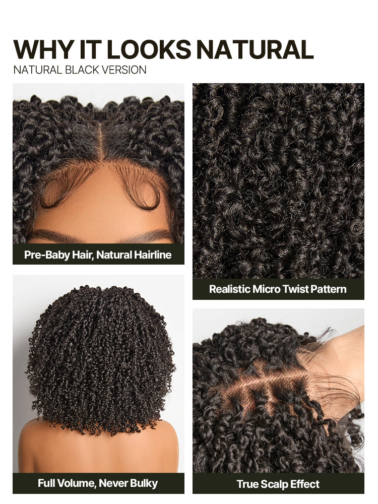 Élorvane Fiber Micro Twist Curly Dreadlock Wig 11x4 HD Lace Front Glueless