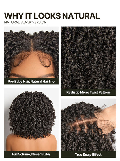 Élorvane Fiber Micro Twist Curly Dreadlock Wig 11x4 HD Lace Front Glueless