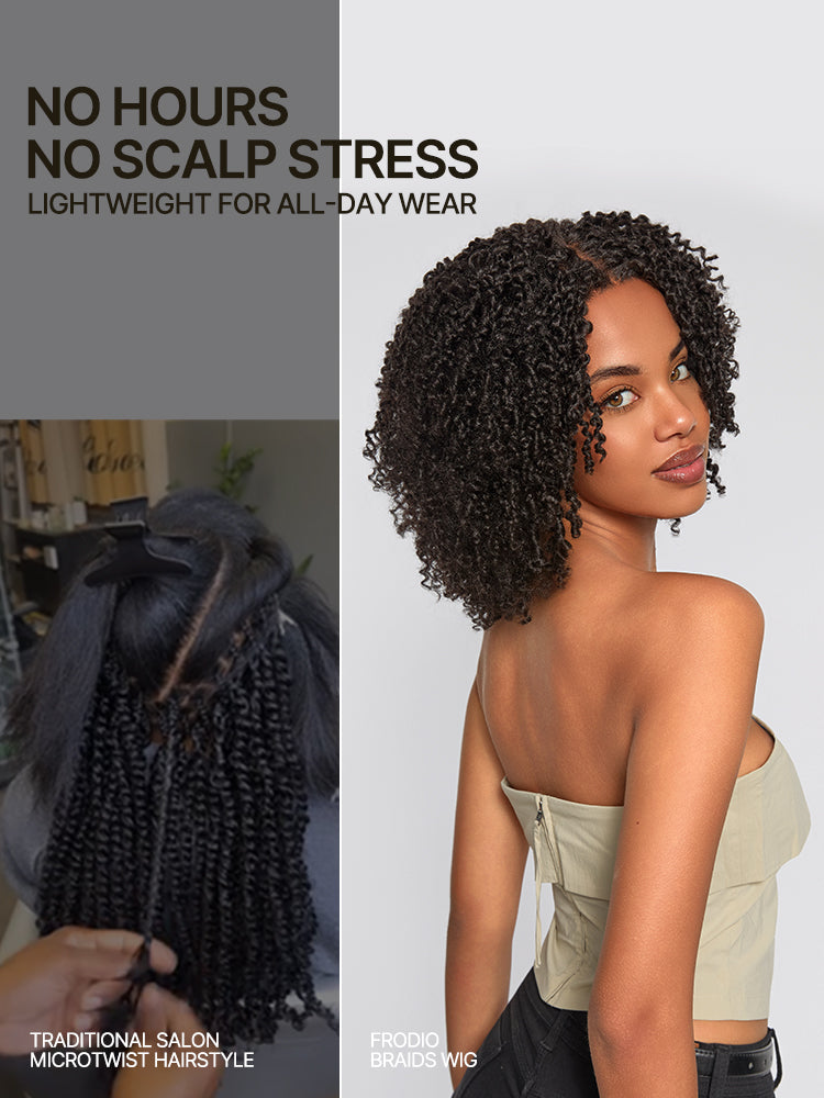 Élorvane Fiber Micro Twist Curly Dreadlock Wig 11x4 HD Lace Front Glueless