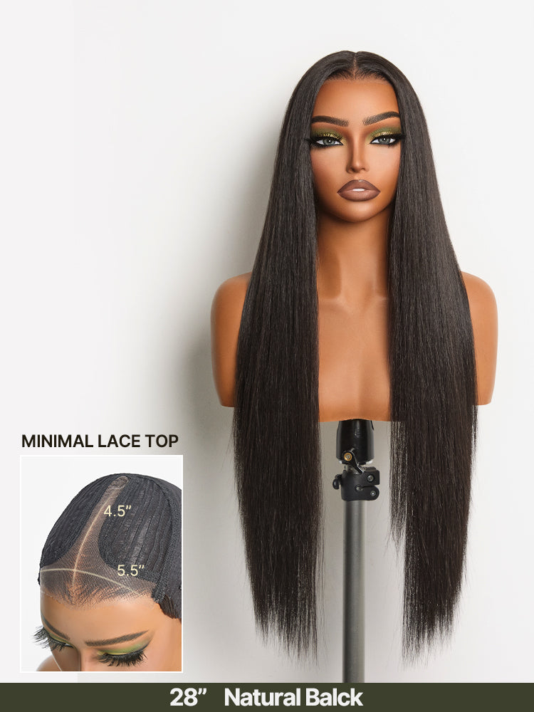 Élorvane Synthetic Fiber + Human Hair Silky Straight Lace Wig Glueless Beginner Friendly
