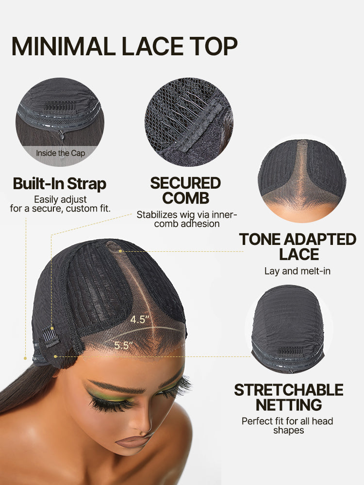 Élorvane Synthetic Fiber + Human Hair Silky Straight Lace Wig Glueless Beginner Friendly