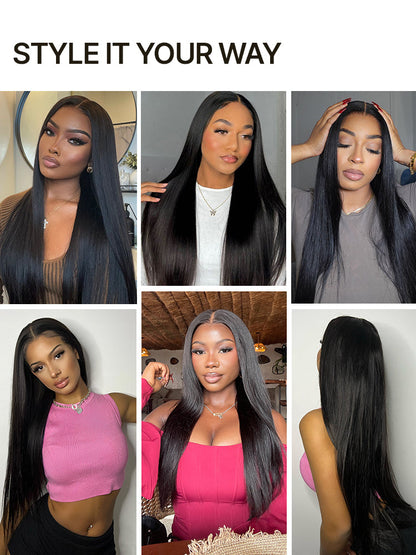Élorvane Synthetic Fiber + Human Hair Silky Straight Lace Wig Glueless Beginner Friendly