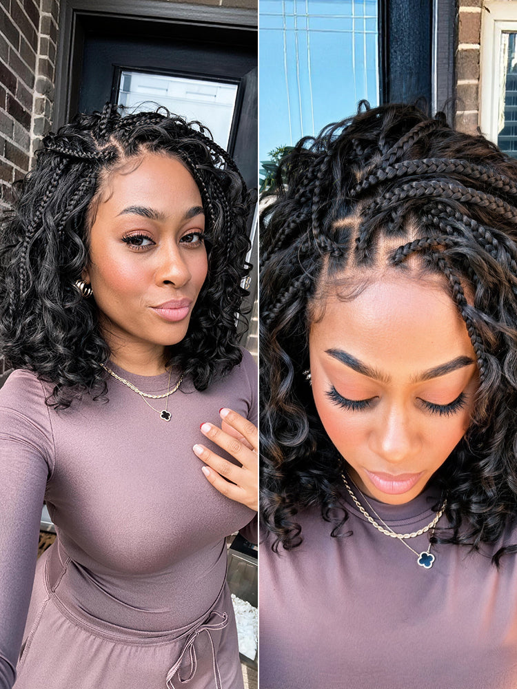 Élorvane Fiber Braided Top Water Wave Wig 13x6 Lace Front Glueless Wear and Go