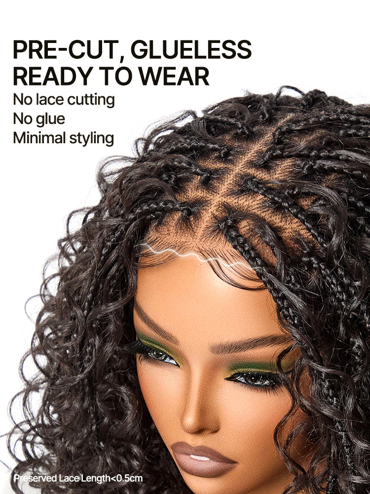 Élorvane Fiber Braided Top Water Wave Wig 13x6 Lace Front Glueless Wear and Go