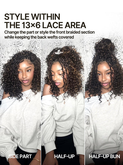 Élorvane Fiber Braided Top Water Wave Wig 13x6 Lace Front Glueless Wear and Go