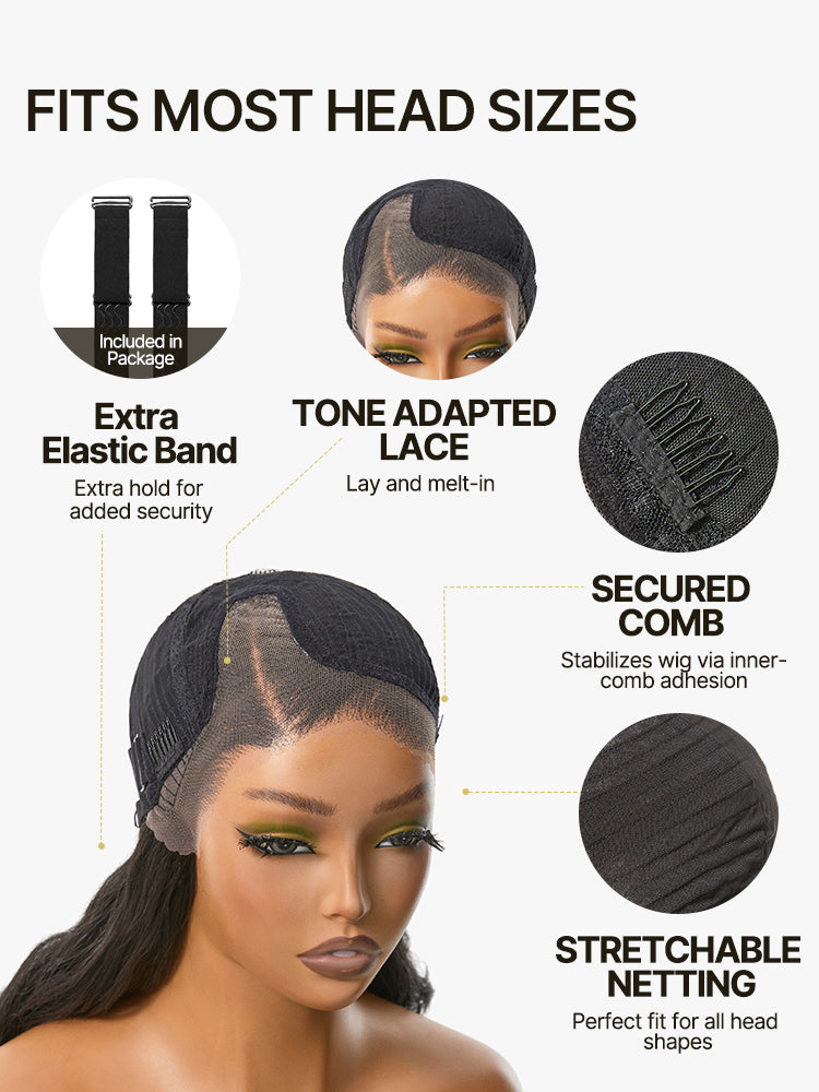 Élorvane Synthetic Fiber + Human Hair Body Wave Wig Yaki Loose Minimal Lace Glueless Wear and Go Beginner Friendly