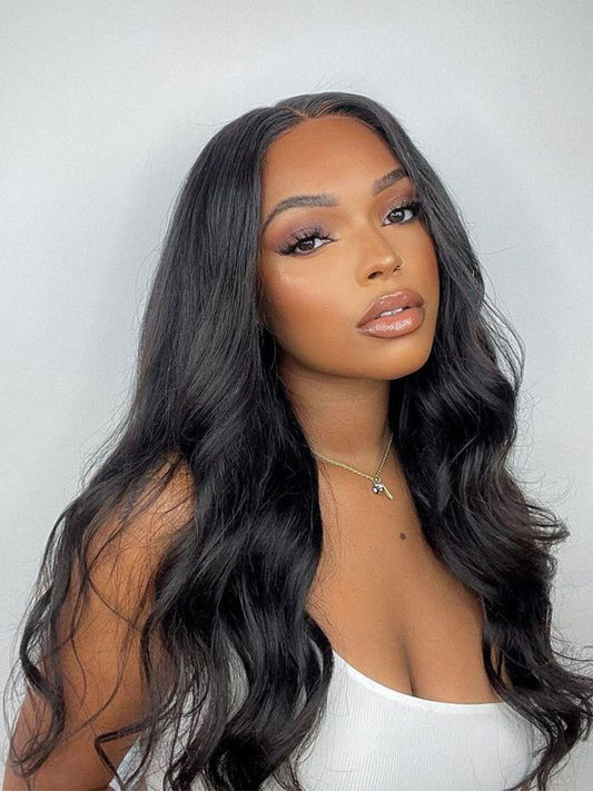 Élorvane Synthetic Fiber + Human Hair Middle Part Loose Wave Wig Glueless Ready To Wear