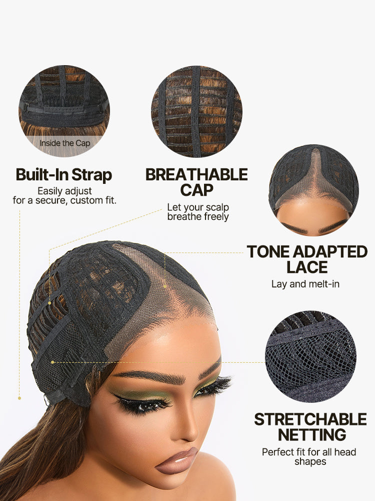 Élorvane Synthetic Fiber + Human Hair Middle Part Loose Wave Wig Glueless Ready To Wear