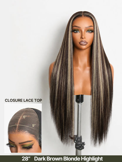 Élorvane Synthetic Fiber + Human Hair Silky Straight Lace Wig Glueless Beginner Friendly