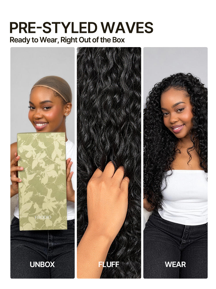 Élorvane Synthetic Fiber + Human Hair Shaggy Waves 3-in-1 Half Wig Ready to Wear