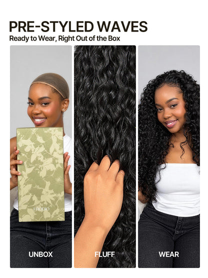 Élorvane Synthetic Fiber + Human Hair Shaggy Waves 3-in-1 Half Wig Ready to Wear