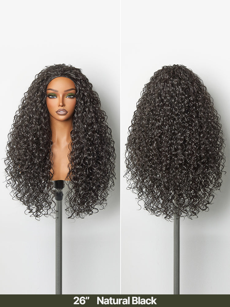 Élorvane Synthetic Fiber + Human Hair Shaggy Waves 3-in-1 Half Wig Ready to Wear
