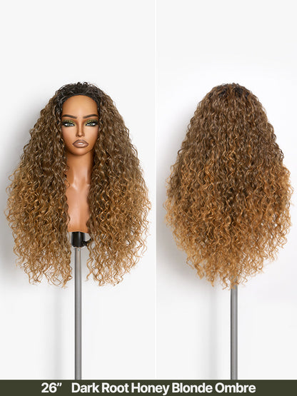 Élorvane Synthetic Fiber + Human Hair Shaggy Waves 3-in-1 Half Wig Ready to Wear