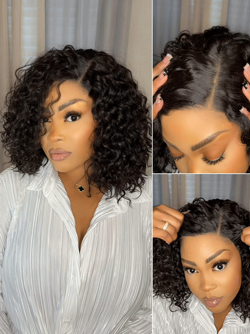 Élorvane Synthetic Fiber + Human Hair Curly T-Part Lace Wig Natural Hairline Ready to Wear