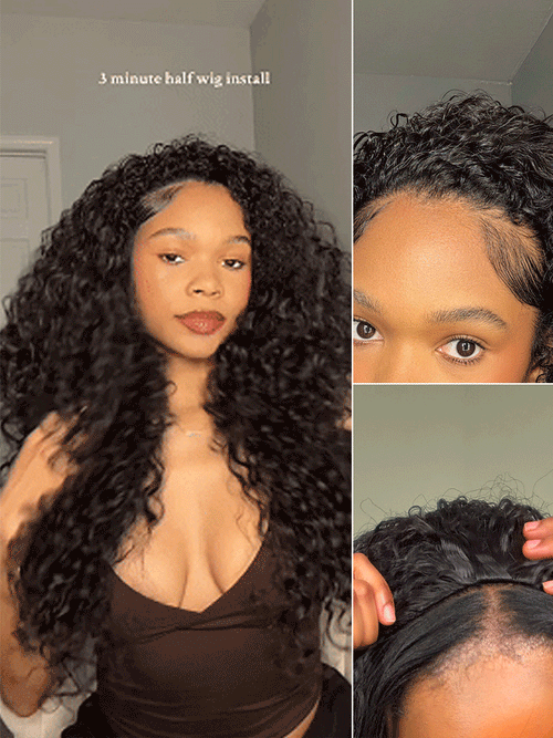 Élorvane Synthetic Fiber + Human Hair Shaggy Waves 3-in-1 Half Wig Ready to Wear