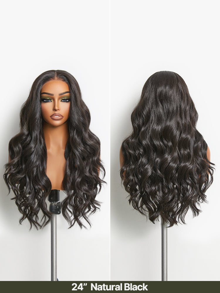 Élorvane Synthetic Fiber + Human Hair Middle Part Loose Wave Wig Glueless Ready To Wear