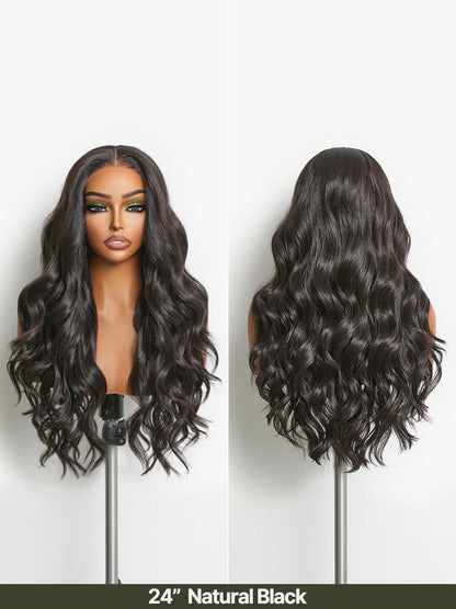Élorvane Synthetic Fiber + Human Hair Middle Part Loose Wave Wig Glueless Ready To Wear