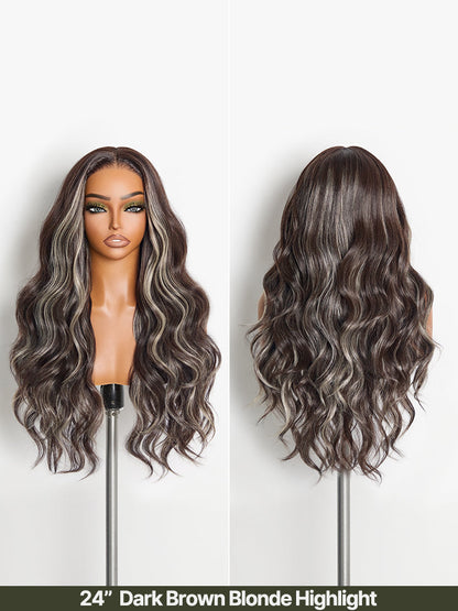 Élorvane Synthetic Fiber + Human Hair Middle Part Loose Wave Wig Glueless Ready To Wear