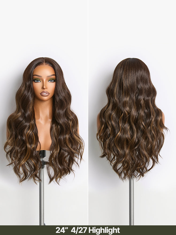 Élorvane Synthetic Fiber + Human Hair Middle Part Loose Wave Wig Glueless Ready To Wear