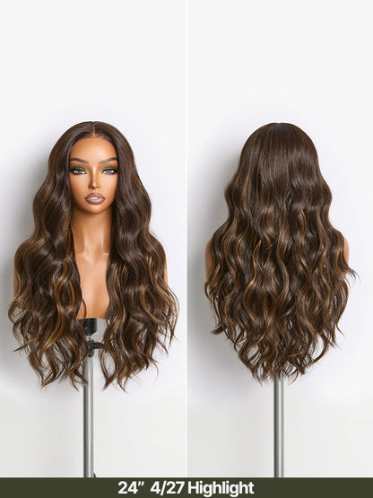 Élorvane Synthetic Fiber + Human Hair Middle Part Loose Wave Wig Glueless Ready To Wear
