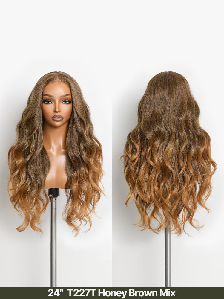 Élorvane Synthetic Fiber + Human Hair Middle Part Loose Wave Wig Glueless Ready To Wear