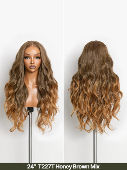 Élorvane Synthetic Fiber + Human Hair Middle Part Loose Wave Wig Glueless Ready To Wear